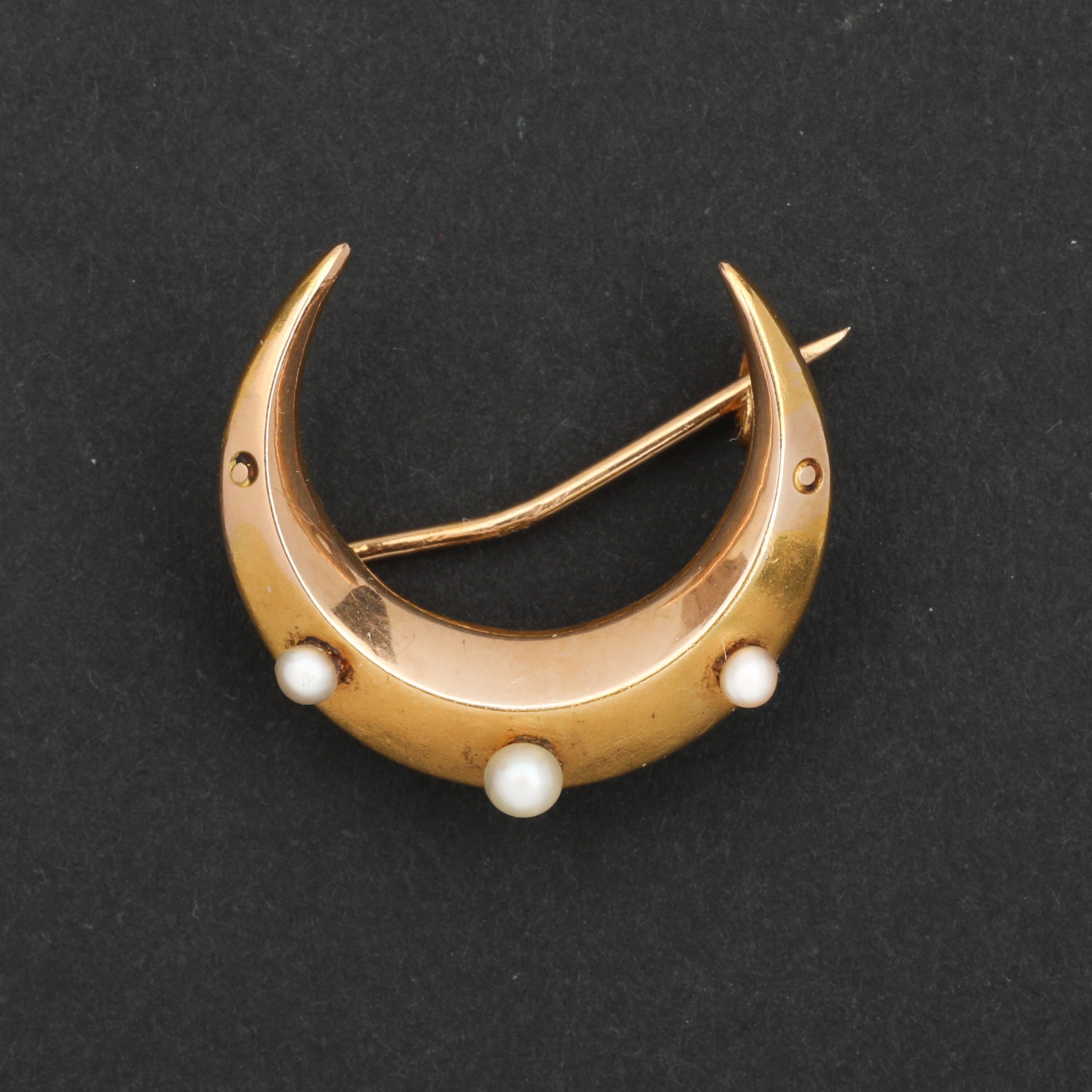 Pearl & Gold CC Crescent Earrings - Designer Button Jewelry