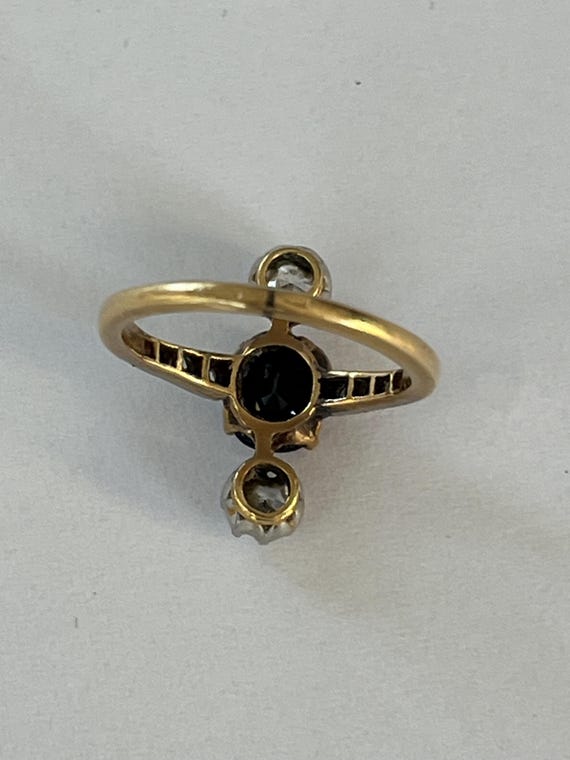 6012- Bague Duchesse Ancienne Or Jaune Platine Sa… - image 3