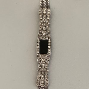 3131- Bracelet Gold Grey Platinum Onyx Diamonds 20s