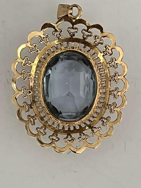 6815- Pendentif Or Jaune Topaze Bleue - image 2