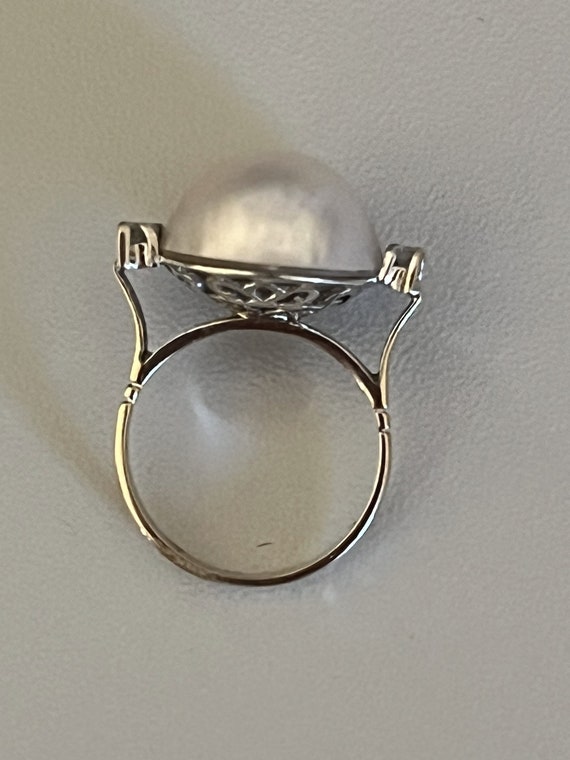 4018– Bague Années 1950 Perle Mabé Diamants - image 4