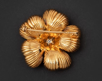 MECCANIXITY Spilla a forma di fiore con foglia dorata, catena con nappe