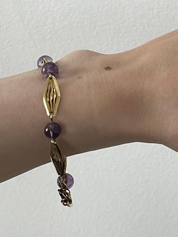 6596- Bracelet Ancien Or Jaune Améthystes - image 2