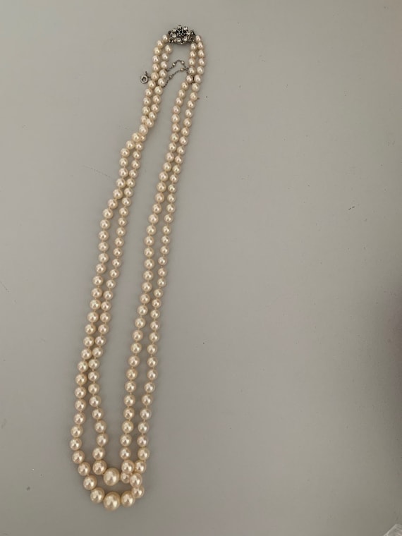 [韓国人気ジュエリー] nff two line gemstone pearl necklace MUSINSA | NFF two line gemstone pearl necklace - black