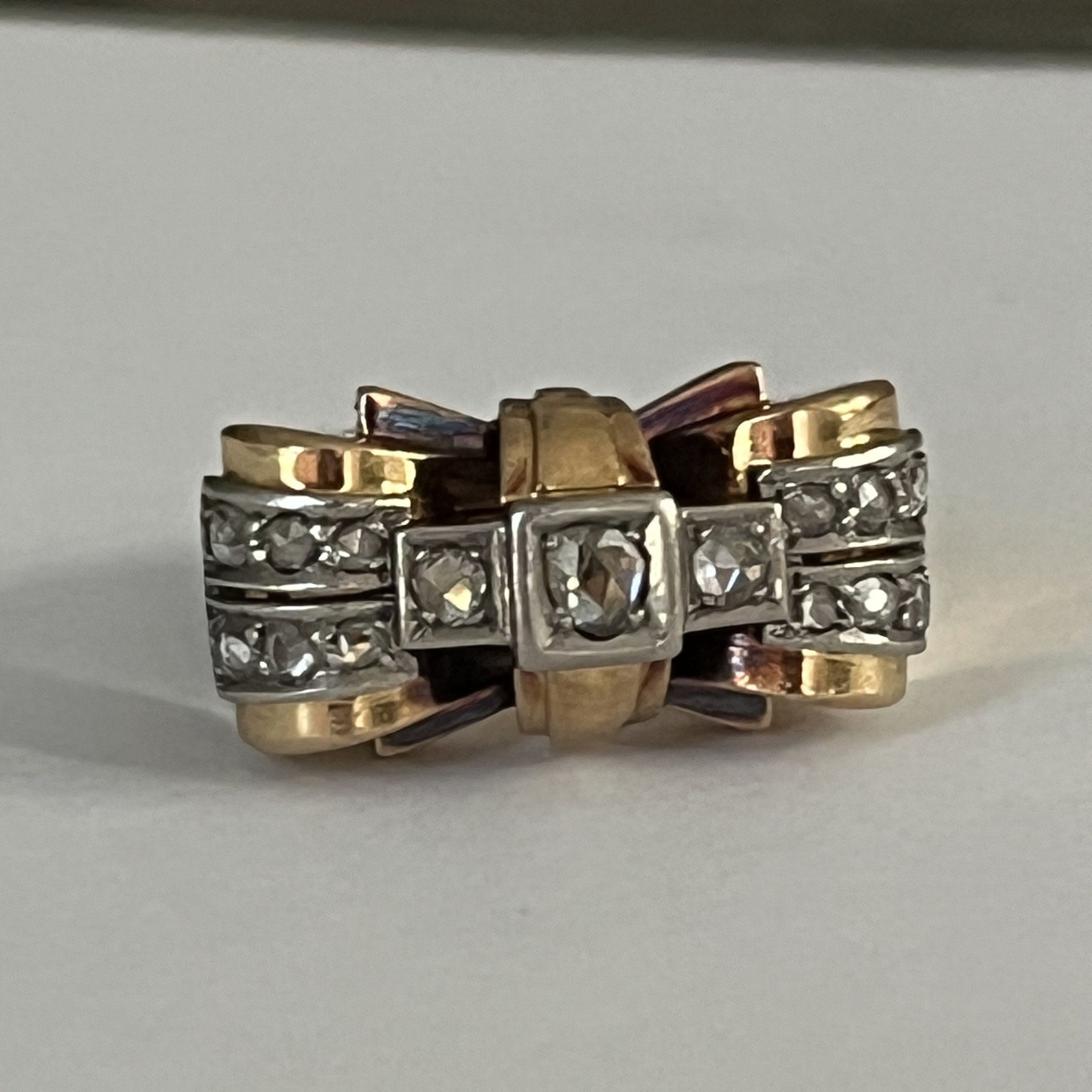 4592- Bague Tank Or Jaune Diamants France