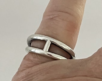 5728a- Hermès Silver Etrier Ring - Etsy
