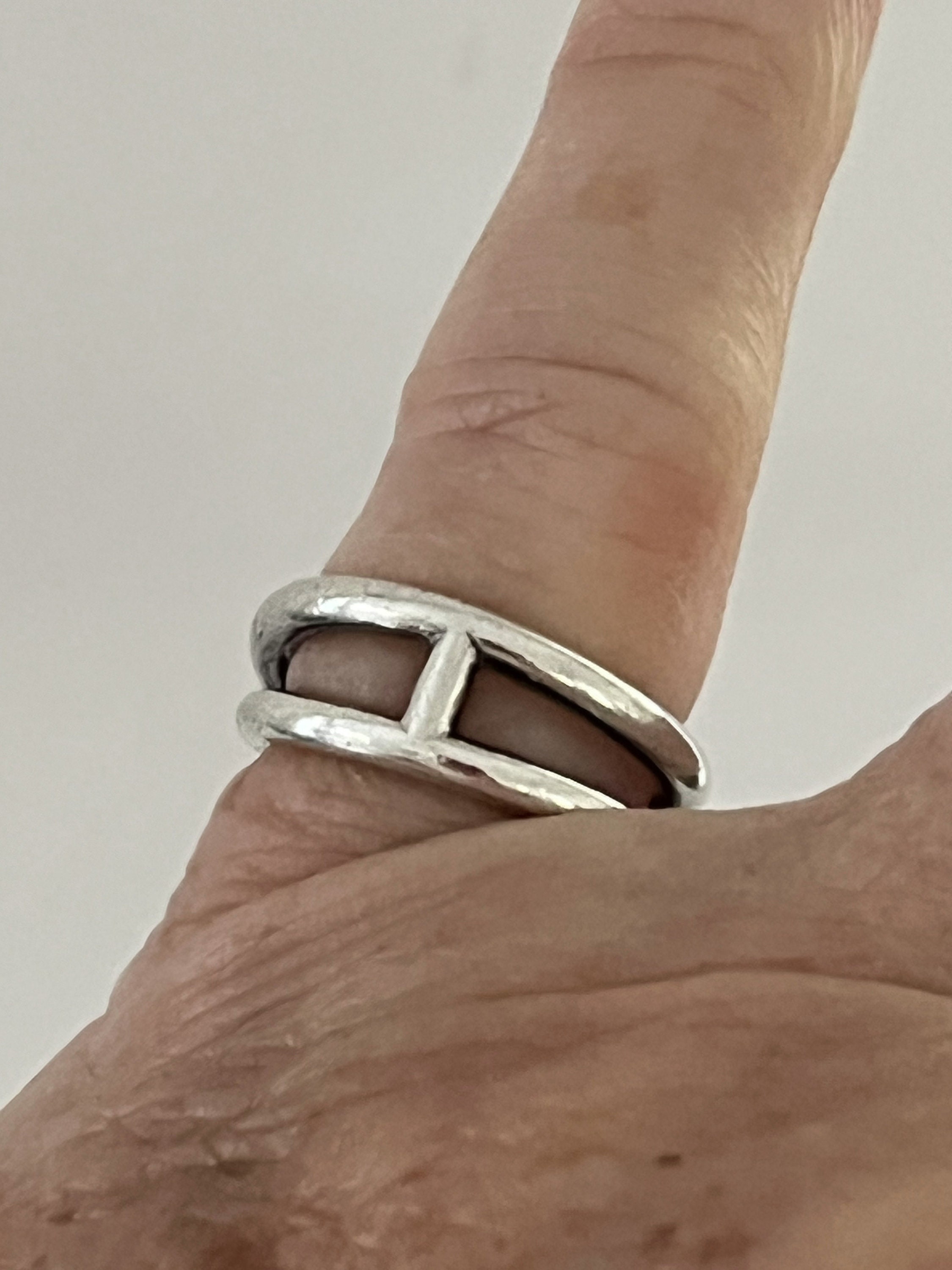 5728a- Hermès Silver Etrier Ring - Etsy