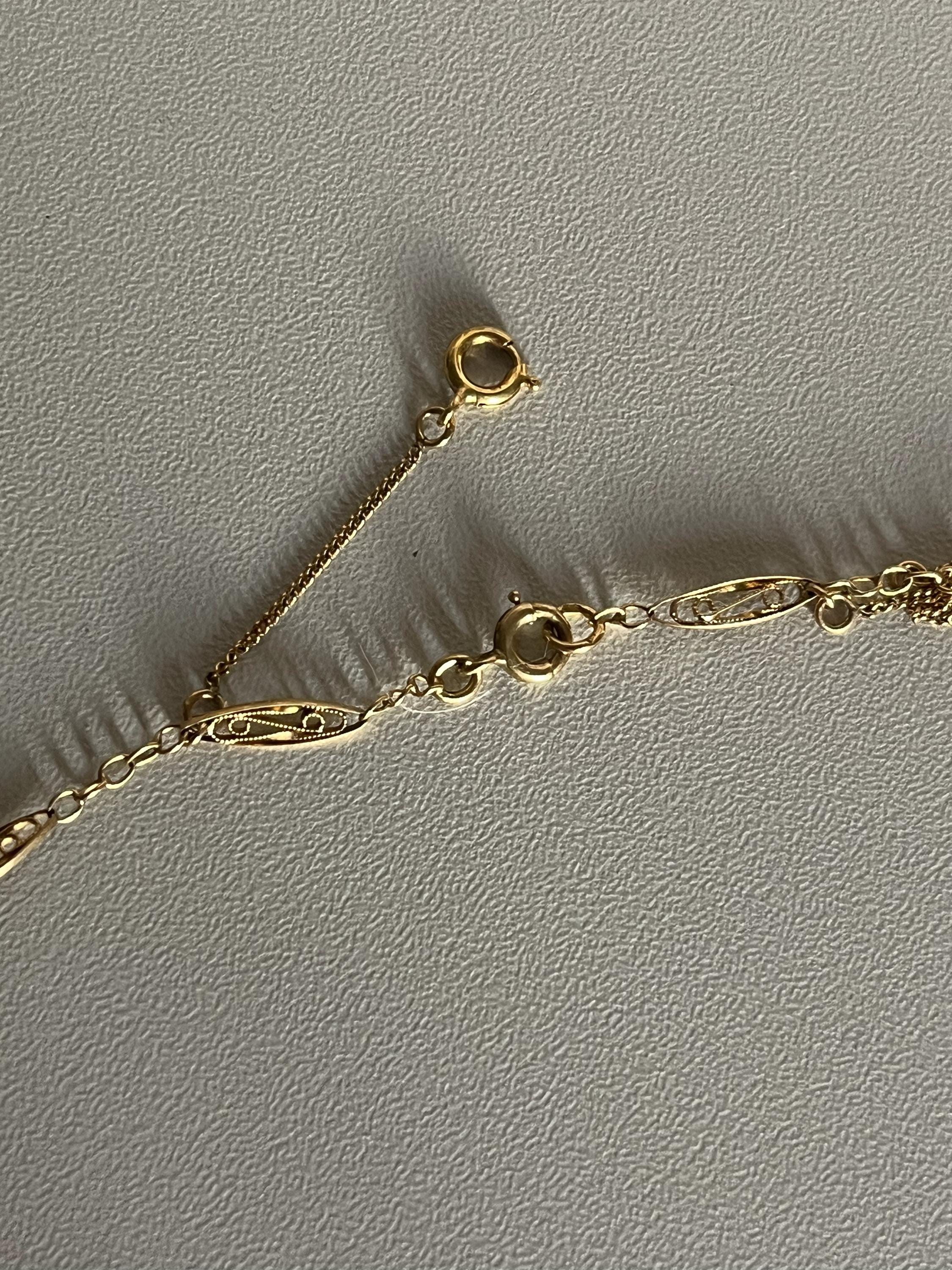 Collier Draperie En Or Jaune 18 Carats - Motif Papillon Filigrané - Bijou Vintage Occasion - Style Romantique Et Raffiné
