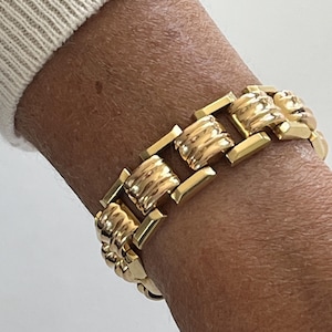 5902- Yellow Gold And Rose Gold Tank Bracelet