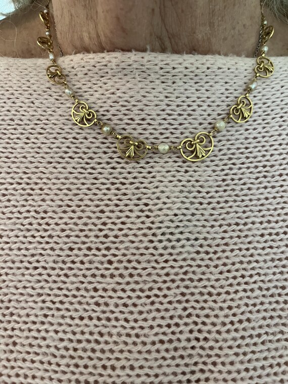 6601- Collier Ancien Or Jaune Perles Akoya - image 2