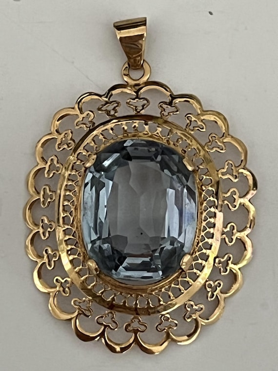 6815- Pendentif Or Jaune Topaze Bleue - image 1