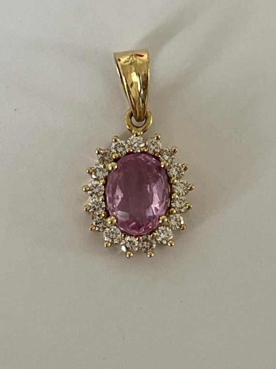 7122- Pendentif Or Jaune Saphir Rose Diamants - image 4