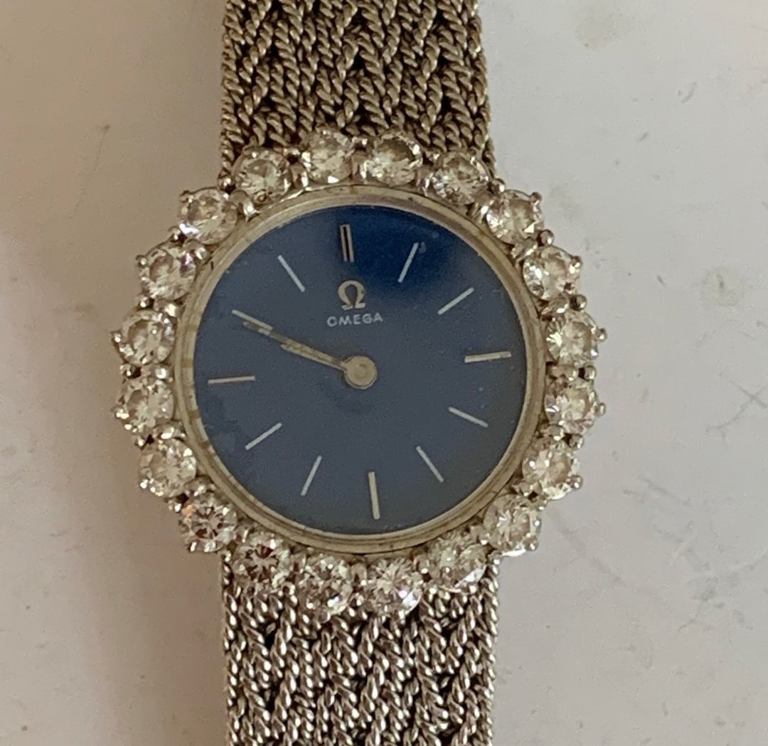 3268 – Ladies Omega White Gold Diamonds Watch - Etsy
