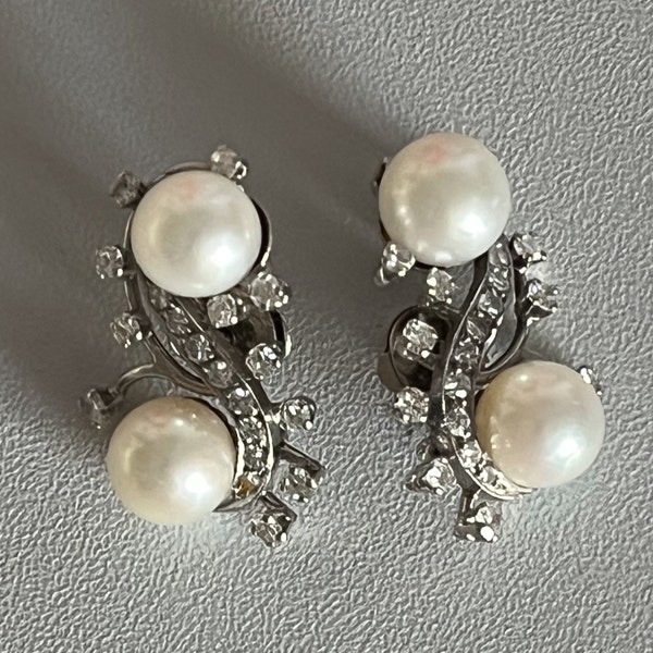 5320- Boucles d'Oreilles Or Gris Diamants