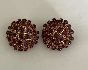 4500- Yellow Gold Ruby Ear Clips