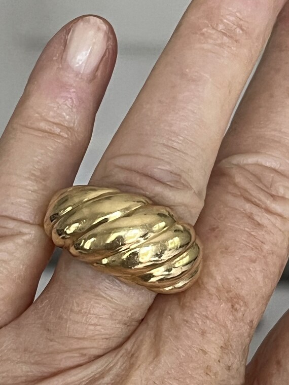5538 Bague Boule Or Jaune Godronne Etsy France