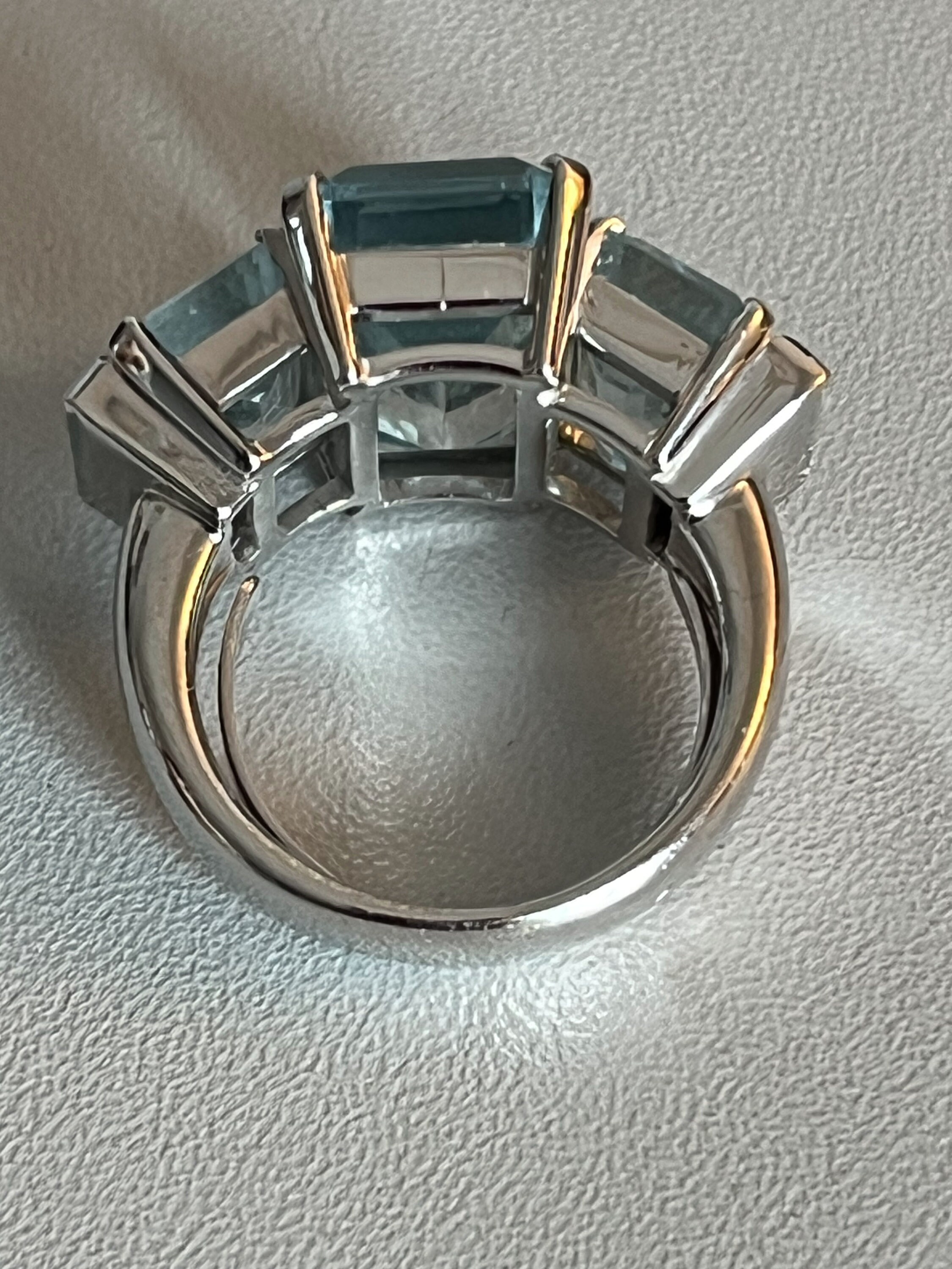 Bague En Aigue-marine Surélevée - Pierre 18x13x7.5 Mm, Argent Massif 925, Taille 56