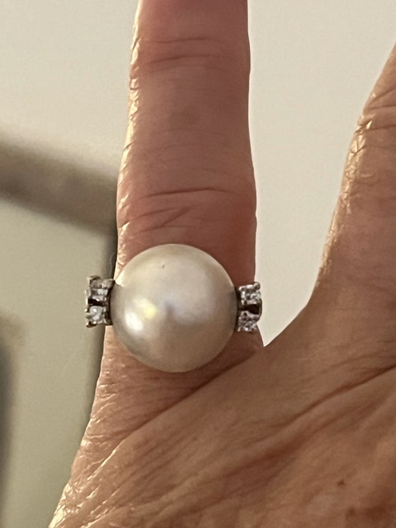 4018– Bague Années 1950 Perle Mabé Diamants - image 2