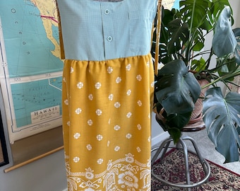 Upcycled Dress - Mustard and Teal