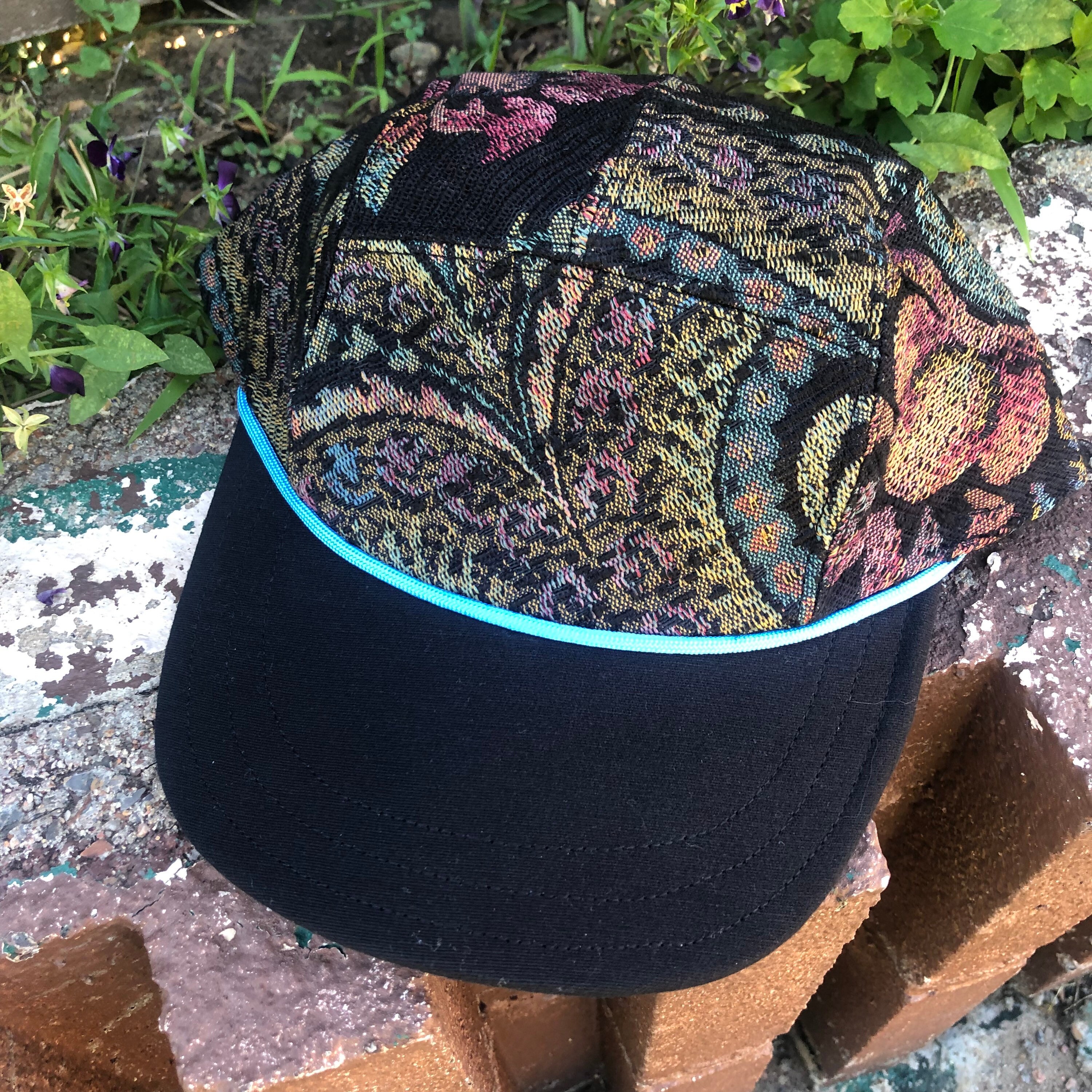 Patches of Upcycling Distressed Black Serape Bill Hat with LV Patch –  Stealing Underwear