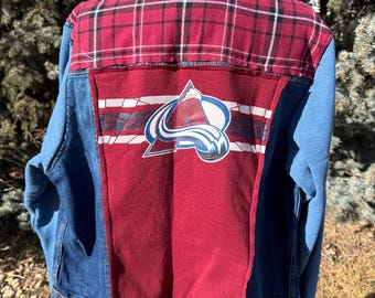 Upcycled Colorado Avalanche Denim Jacket - Size 2X
