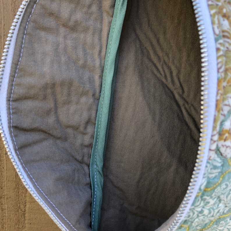 Small Quilted Upcycled Fanny Packs Calm Paisley with Grid