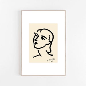 Matisse Minimal Art, Matisse Art Print, Mid Century Wall Art, Woman Minimal Sketch, Modern Art