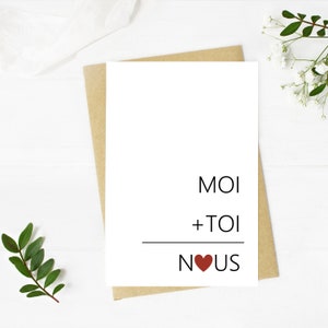 Imprimable Moi Toi Nous, Carte de la Saint-Valentin, Carte française, Carte de la Saint-Valentin, Carte drôle de la Saint-Valentin, Pour lui, Pour elle