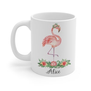 Custom pink flamingo mug, personalized pink flamingo coffee cup, pink flamingo lovers, pink flamingo mug, pink flamingo gifts for girl