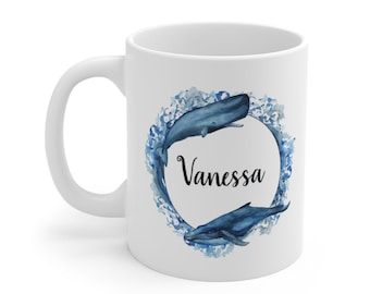 Custom whale mug, personalized whale coffee cup, whale lovers, gift ideas, whale mug, whale gifts for girl, cute whale mug, cute gift, mug
