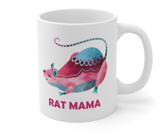 Rat mama mug, gift mug, rat lover, rat mom, rat gift, colorful rat mug, rat mama cup