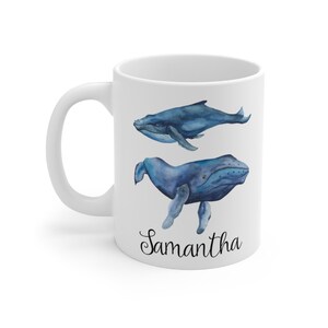 Custom whale mug, personalized whale coffee cup, whale lovers, gift ideas, whale mug, whale gifts for girl, cute whale mug, cute gift, mug