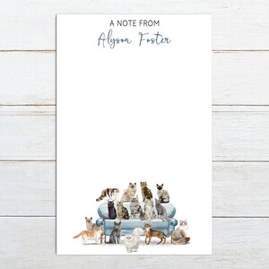 Cat notepad, Cat stationery, Gift for cat lover, watercolor cat notepad, personalized notepad