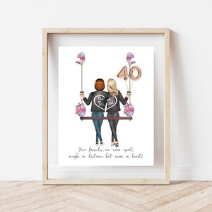40th Birthday best friend print, True friends, 40 birthday gift for women, Birthday print, best friend birthday print , personalized