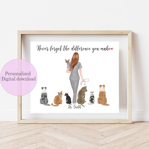 Digitaler Download Veterinär-Tech-Geschenk, Veterinär-Geschenk, personalisierter Veterinär-Druck, vergessen Sie nie den Unterschied, den Sie machen, kundenspezifischer Tierarzt