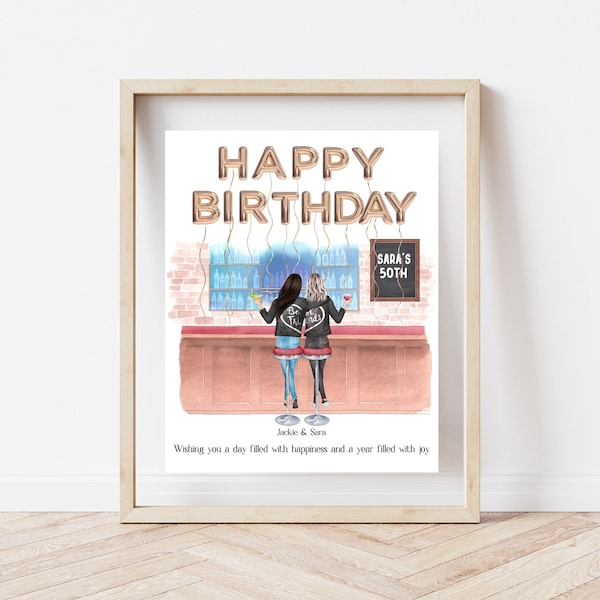 50th Birthday best friend, 50 and fabulous, 50 birthday gift for women, Birthday print, best friend birthday print , personalized