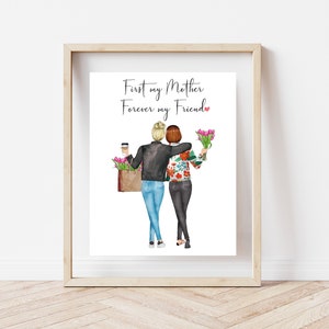 First My Mother Forever My Friend Print, Mother and Daughter Print, Personalized Mother Daughter ...