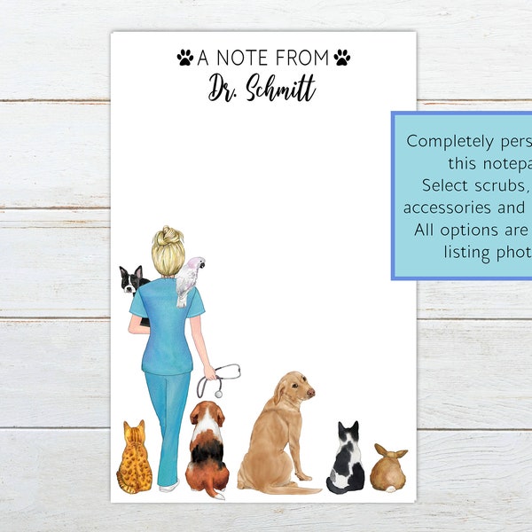 Personalized veterinarian notepad, vet tech gift, veterinarian gift, customized vet gift, vet tech week gift