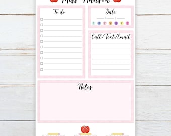 Personalized teacher notepad with name, teacher to do list, teacher gift, customized teacher gift, teacher stationery, teacher appreciation