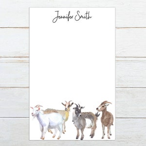 Goat notepad, gift for goat lover, goat stationery, personalized goat notepad, multiple goats