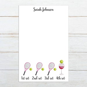 Tennis notepad, tennis league gift, tennis team, tennis stationery, woman's tennis gift, gift for tennis coach, custom tennis notepad,