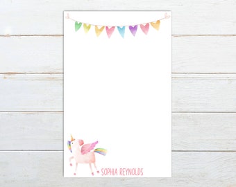 Personalized unicorn notepad, Unicorn notepad for girls, unicorn stationery for kids, rainbow unicorn notepad, unicorn teacher notepad