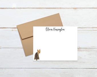 Personalized Yorkie dog Flat Note Cards with Kraft Envelopes – Custom Stationery Set, Perfect for Invitations and Gifts, Yorkshire terrier
