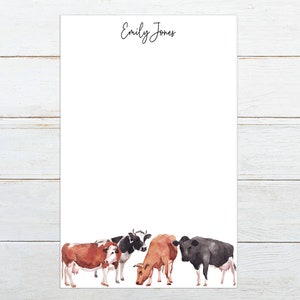 Cow notepad, gift for cow lover, cow stationery, personalized cow notepad, multiple cows