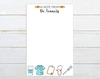 Doctor notepad, personalized doctor notepad, doctor appreciation, doctor stationery, pediatrician stationery, gift for doctor