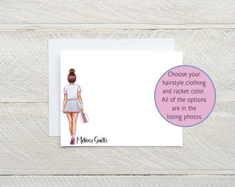 Personalized Pickleball stationery cards with envelopes, Flat personalized stationery, personalized stationery notecards