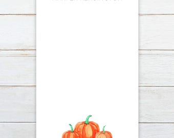 Personalized Pumpkin Stationery Notepad - Custom Name Notepads for Fall, Autumn-Themed Notepad, Customizable Stationery for Gifts