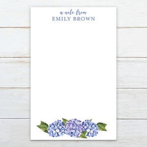 Personalized Hydrangea Watercolor Flowers Notepad With Name, Watercolor ...