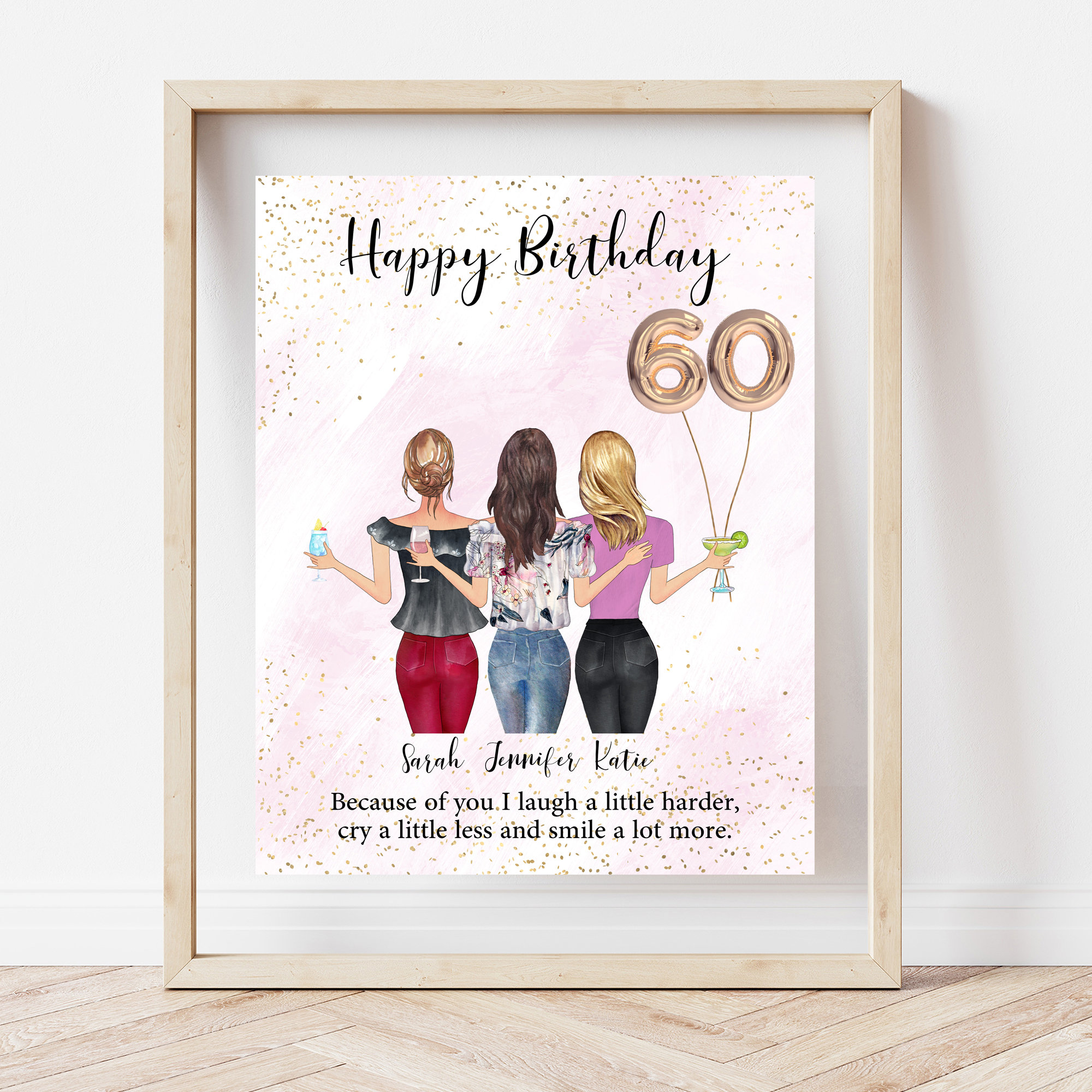 Personalisieter Taschenspiegel Zum 60. Geburtstag – Graviert Mit Liebevollem Spruch In Roségold