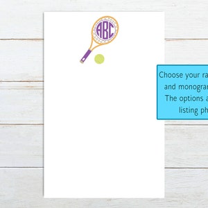 Tennis notepad, Personalized tennis notepad, tennis league gift, monogrammed notepad, gift for tennis player, tennis coach gift
